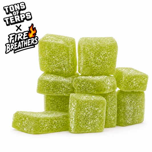 Tons of Terps x Fire Breathers Toad Venom THCA Hash Rosin Gummies (Green Apple)